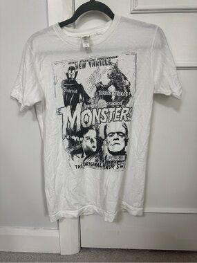 White Graphic Monsters Short Sleeve Tee